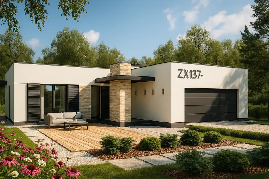 Projekt domu Zx137 - - Pomniejszony wariant z garażem