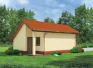 <p>Projekt garażu jednostanowiskowego, z dodatkową powierzchnią posiadającą niezależne wejście z tyłu. Do wykorzystania na warsztat lub miejsce do przechowywania. Z przodu budynku znajduje się zadaszone miejsce na skład drewna bądź inne potrzeby. Budynek przykryty dachem dwuspadowym.</p>