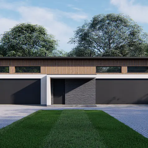 Gotowy projekt garażu GZ27 - projekt garażu na cztery auta z dużym pomieszczeniem gospodarczym