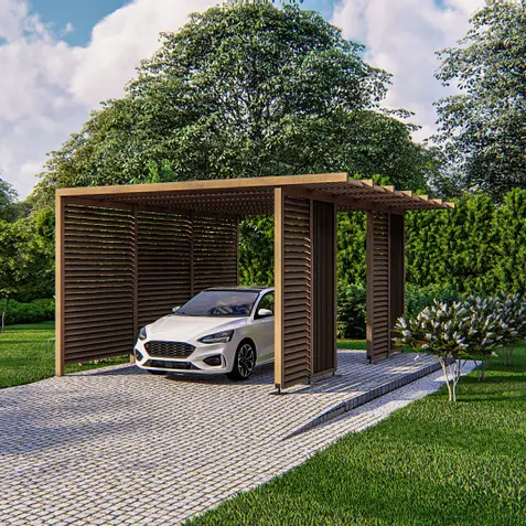 Gotowy projekt wiaty WZ7 - Wiata w konstrukcji drewnianej do samodzielnego montażu