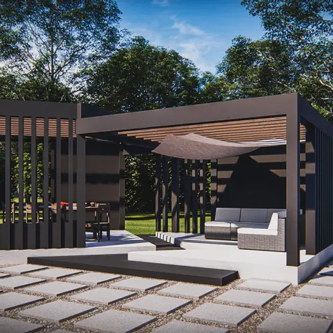 Gotowy projekt altany AZ6 - Nowoczesna altana ogrodowa.