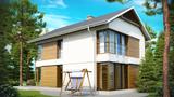 Home project Z155 - House design for a narrow plot with large Scandinavian style glazing.