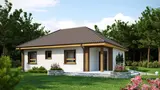 Namo projektas Z15 - Mažas L formos namas su trimis kambariais ir išėjimu į terasą su stogu