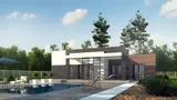 Namo projektas Zx78 - Modernus vienaukštis namas plokščiu stogu ir dviviečiu garažu