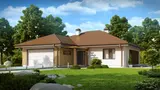 Gotowy projekt domu Z203 D - Parterowy dom z dużym garażem od frontu na dwa samochody. Obszerny taras