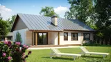 Gotowy projekt domu Z98 D - Parterowy dom tani w budowie z dużym P.G oraz z opcją zagospodarowania poddasza.