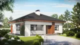 Gotowy projekt domu Z273 D - Kompaktowy dom parterowy z trzema sypialniami przykryty dachem kopertowym.
