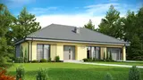 Gotowy projekt domu Z123 D - Parterowy dom z obszerną strefą dzienną, bocznym garażem i kopertowym dachem.