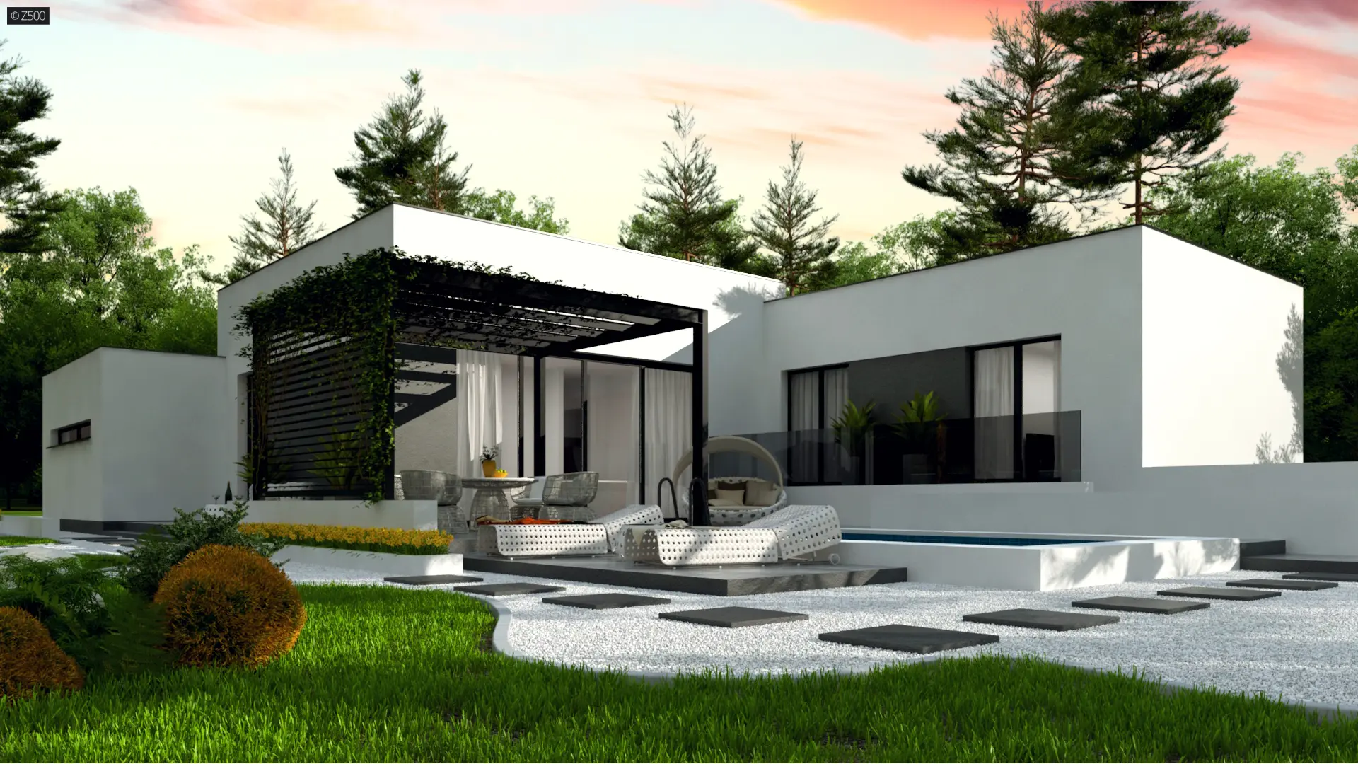 Realizacje projektu domu z garażem dwustanowiskowym Zx141.