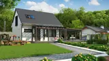 Gotowy projekt domu Z211 v2 tz - wersja z salonem od frontu oraz zadaszonym tarasem