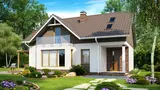 Gotowy projekt domu Z128 - Zgrabny dom z poddaszem, ekonomiczny w realizacji. Kuchnia i salon od frontu.