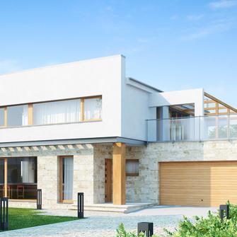 Home project Zx5 - A modern two-storey home with a flat roof and a terrace above the garage.