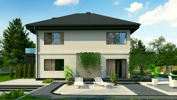 Projekt domu Zx10 Piętrowy dom w stylu willi z garażem od frontu