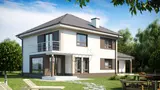 Gotowy projekt domu Zx12 - Tradycyjna bryła we współczesnej oprawie z dobudowanym garażem.