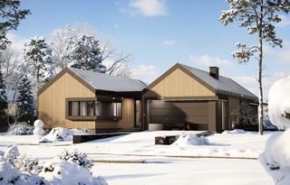 projekt Z388 to jednorodzinny dom parterowy  z dachem dwuspadowym, z garażem. We wnętrzu znajdują się: sień, hol, garderoba, hol, kuchnia, spiżarnia, pomieszczenie gospodarcze, garaż, 4 sypialnie i 3 łazienki.