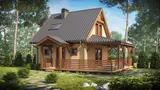 Gotowy projekt domu Z57 D - Projekt domu drewnianego z werandą, prosty i tani w realizacji