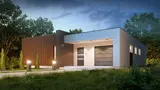 Gotowy projekt domu Zx49 - Dom parterowy z garażem - nowoczesny wygląd, płaski dach, komfortowe wnętrze.