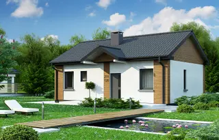 projekt Z11 plus 120 to jednorodzinny dom parterowy  z dachem dwuspadowym. We wnętrzu znajdują się: sień, hol, kuchnia, 3 sypialnie i 1 łazienka.