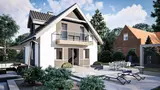 Gotowy projekt domu Z1 D - Dwuspadowy dach i drewniana elewacja w szkielecie drewnianym