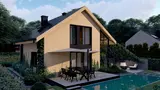 Gotowy projekt domu Z470 D - Projekt prostego domu o konstrukcji drewnianej o powierzchni 100m2 z oranżerią.