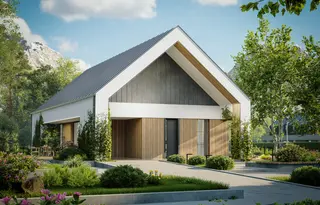 projekt Z472 to jednorodzinny dom parterowy  z dachem dwuspadowym. We wnętrzu znajdują się: sień, garderoba, hol, p.g.+pralnia, kuchnia, strych (opcja), 3 sypialnie i 2 łazienki.