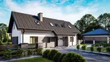 Gotowy projekt domu Z184 A - Wersja projektu ze stropem drewnianym, bez balkonów, bez zadaszenia nad tarasem.