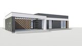 Gotowy projekt domu Zx87 + - Powiększona wersja nowoczesnego projektu Zx87 z wiatą na dwa samochody