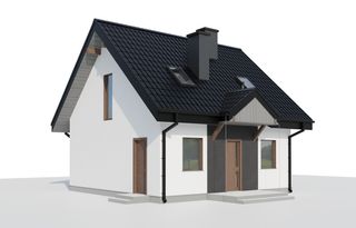 projekt Z1 A D to jednorodzinny dom  z dachem dwuspadowym. We wnętrzu znajdują się: sień, hol, kuchnia, pomieszczenie gospodarcze, hol, schody, 4 sypialnie i 2 łazienki.