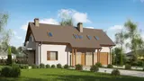 Gotowy projekt domu Z225 GP - Wersja z garażem jednostanowiskowym z prawej strony oraz dodatkowym pokojem na poddaszu.