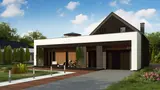 Gotowy projekt domu Z453 D EcoDom - Nowoczesny dom z dużym tarasem i balkonem na piętrze oraz przestronnym salonem