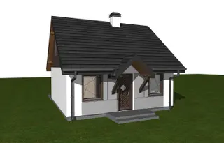 projekt Z60 40 P to jednorodzinny dom  z dachem dwuspadowym. We wnętrzu znajdują się: sień, kuchnia, hol, poddasze, schody, 2 sypialnie i 1 łazienka.