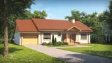Gotowy projekt domu Z91 GL - Mały dom parterowy z 3 sypialniami, dużą kuchnią i garażem jednostanowiskowym.