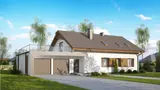 Gotowy projekt domu Z182 GL2t - Z poddaszem użytkowym, garaż 2-stanowiskowy z lewej str z tarasem nad nim.