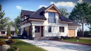 Z284 - Współczesny dom z dachem kopertowym i lukarnami oraz pomieszczeniem nad garażem