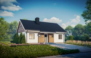projekt Z7 35 to jednorodzinny dom parterowy z poddaszem użytkowym  z dachem dwuspadowym. We wnętrzu znajdują się: sień, hol, kuchnia, pomieszczenie gospodarcze, 4 sypialnie i 1 łazienka.