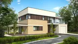 Gotowy projekt domu Zx63 A - Piętrowy, nowoczesny dom z płaskim dachem i z garażem jednostanowiskowym.