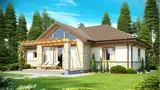 Gotowy projekt domu Z151 D - Parterowy dom o konstrukcji drewnianej z otwartą przestrzenią nad salonem