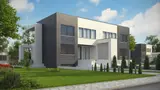 Gotowy projekt domu Zb18 - Segment do zabudowy bliźniaczej lub szeregowej z podpiwniczeniem oraz tarasem.