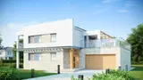 Gotowy projekt domu Zx5 2M - Nowoczesny dom dwulokalowy, wolnostojący z pełnym piętrem oraz tarasami.