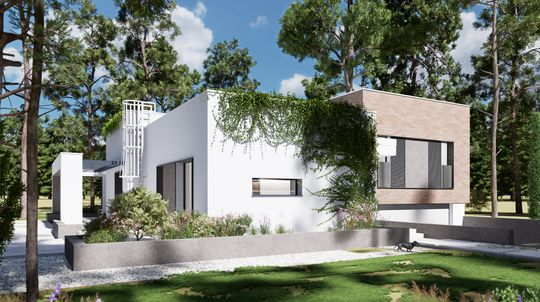 Projekt domu Zx132 Nowoczesny dom z półpiętrem i garażem