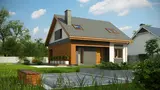Gotowy projekt domu Z62 A minus - Tradycyjny dom z poddaszem użytkowym, zadaszonym wejściem oraz tarasem.