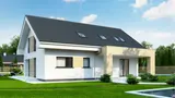 Gotowy projekt domu Z160 A - Kompaktowy dom z poddaszem, gabinetem od frontu oraz przestronną strefa dzienną.