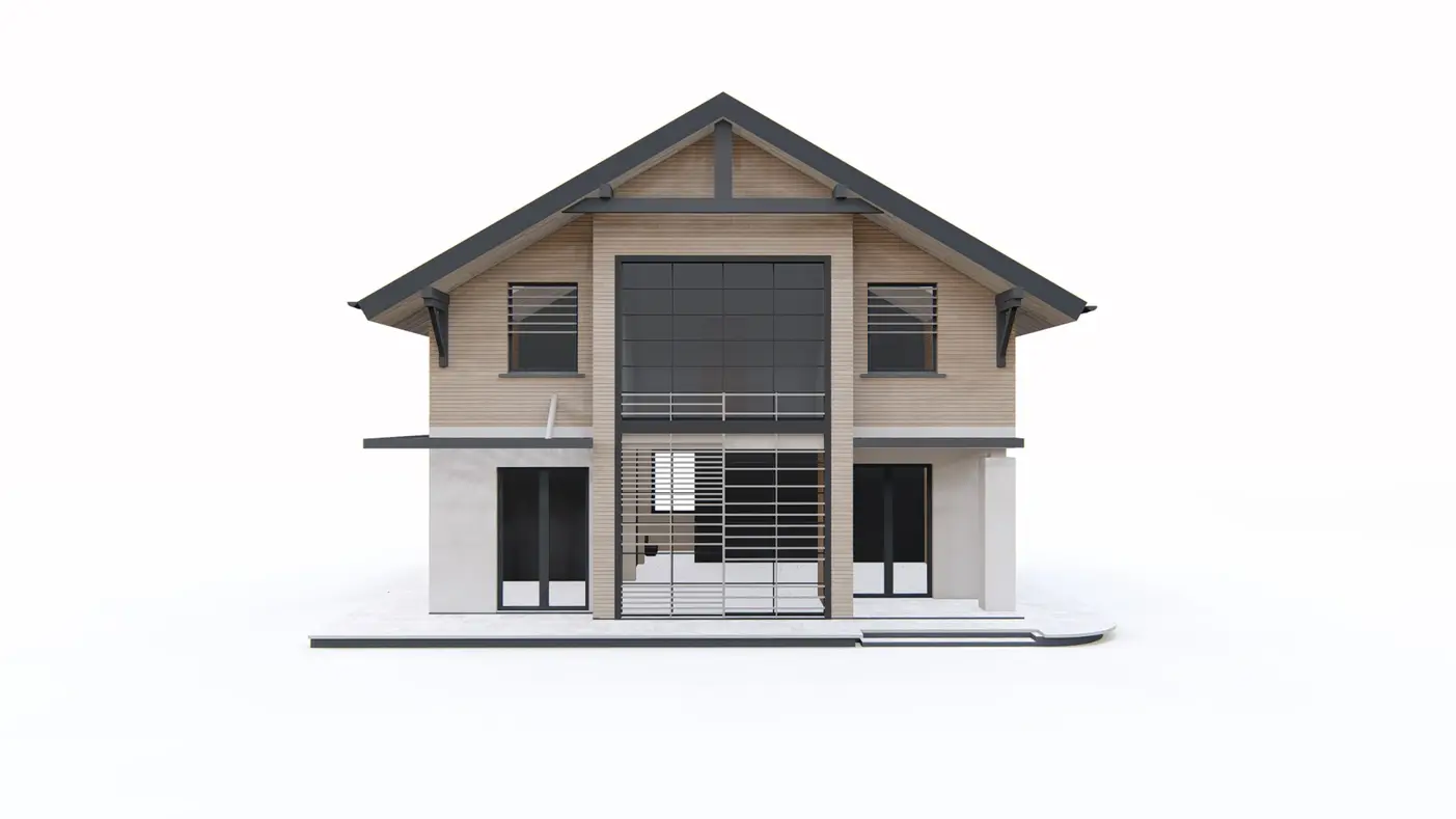 Home project  - z powiększonym salonem i mniejszym PG