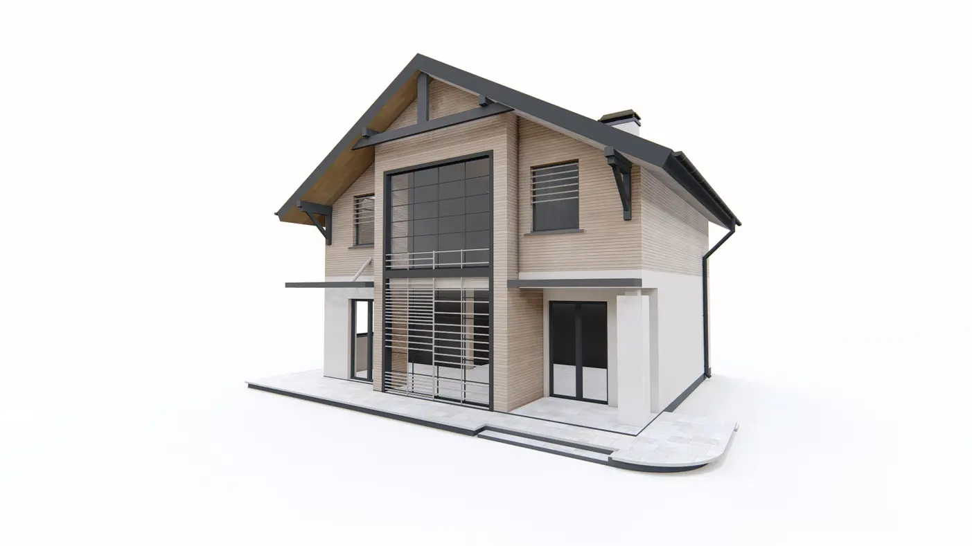 Home project  - z powiększonym salonem i mniejszym PG