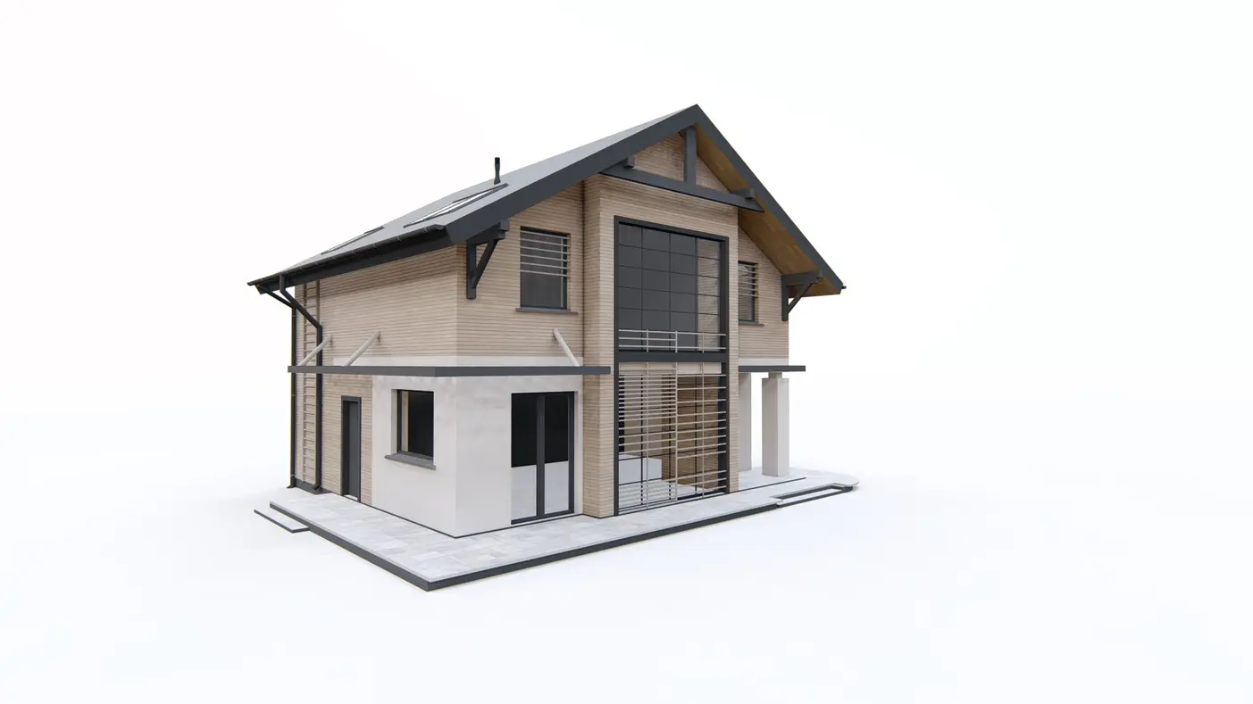 Home project  - z powiększonym salonem i mniejszym PG