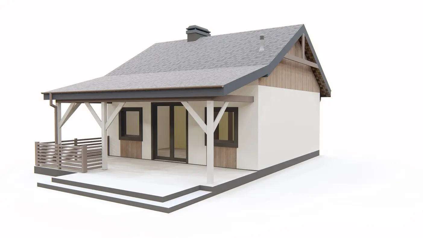 Home project  - Mały, zgrabny i tani w budowie dom z werandą. Sprawdzi się również jako letniskowy.