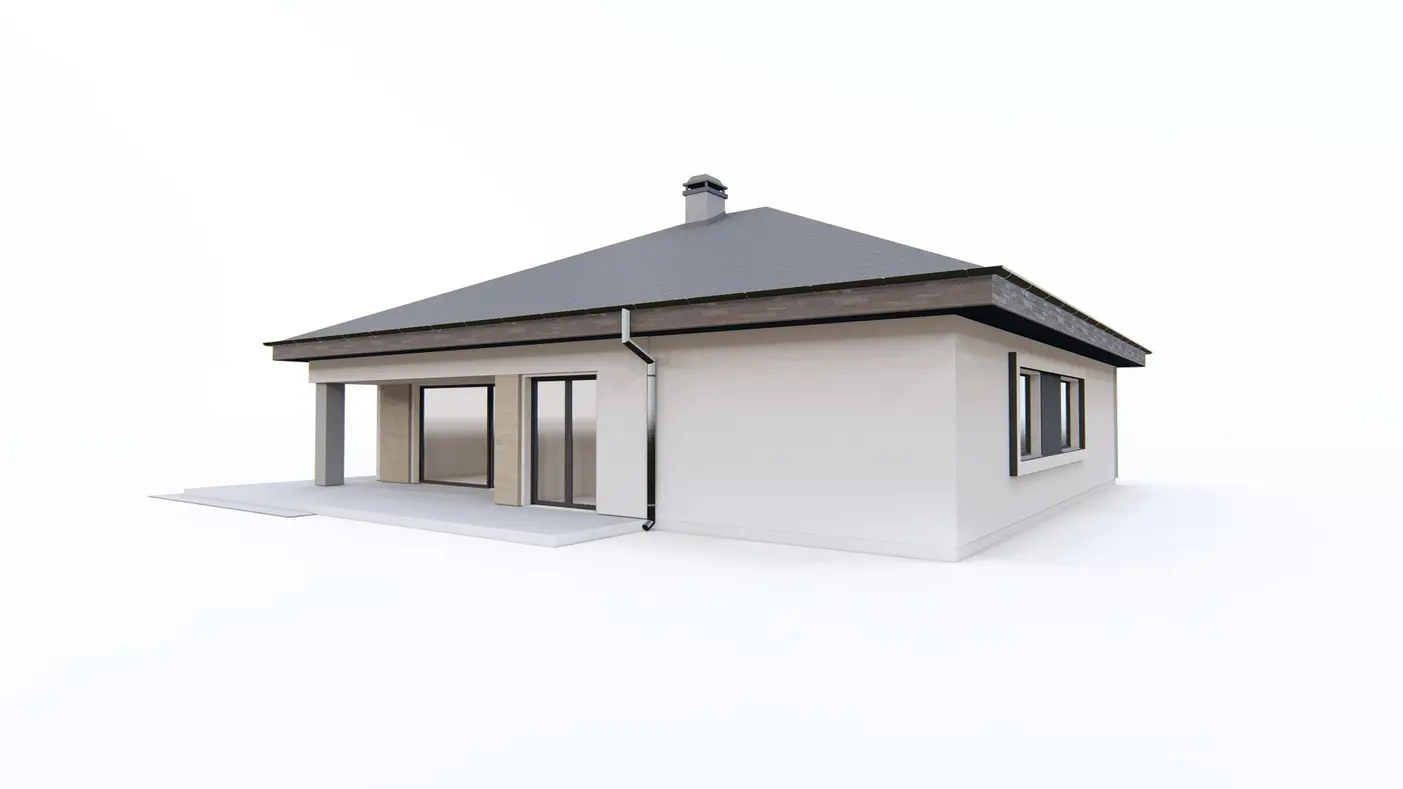 Home project  - Funkcjonalny parterowy dom z dużym salonem i garażem dwustanowiskowym.