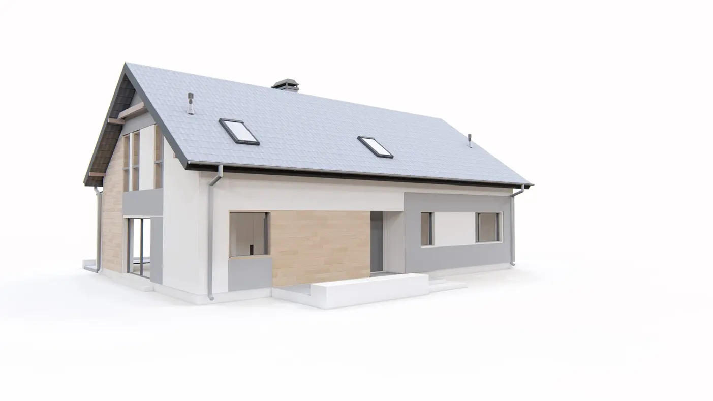 Gotowy projekt domu  - Dom dwurodzinny z komfortowym mniejszym lokalem na parterze o powierzchni 58mkw.