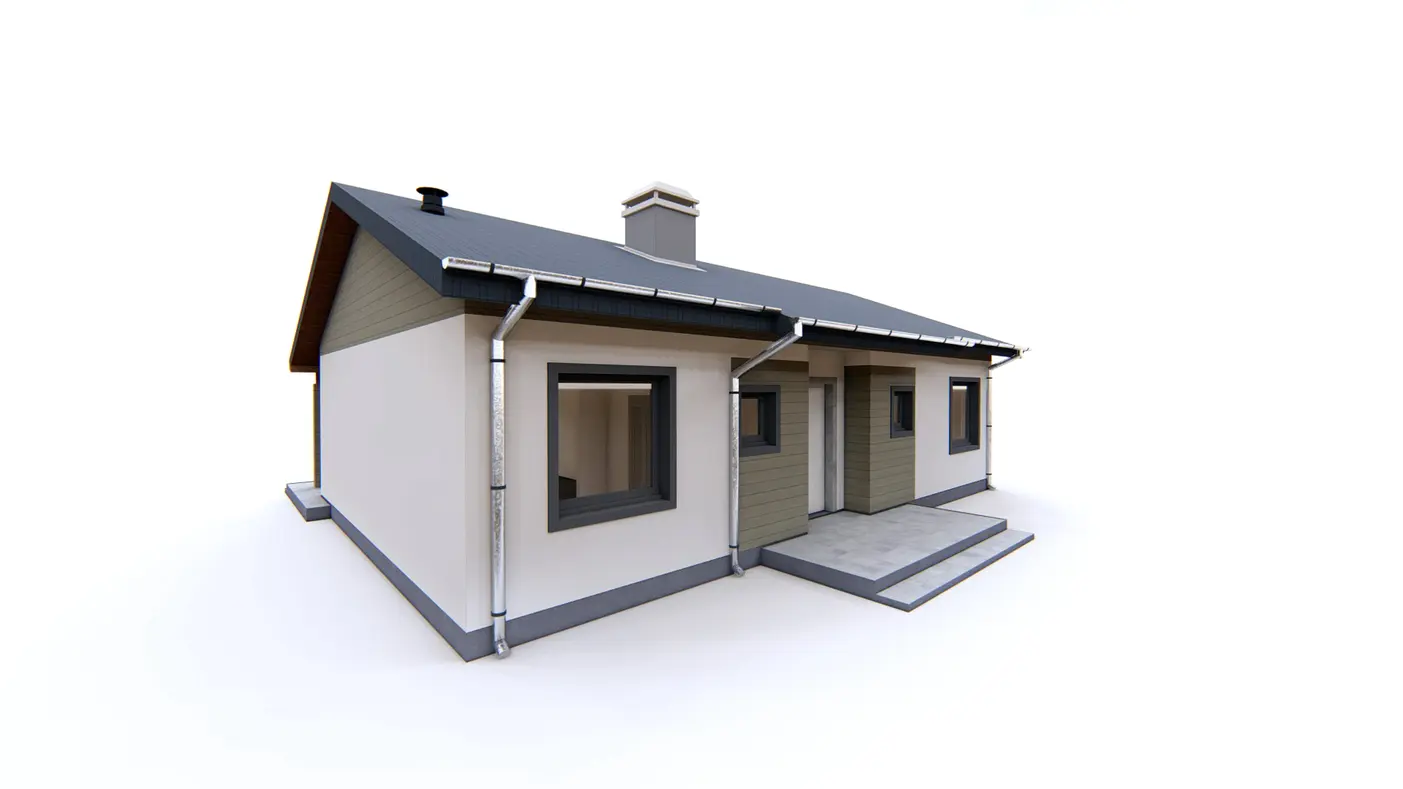 Home project  - Mały dom z dachem dwuspadowym, ekonomiczny, funkcjonalny i praktyczny