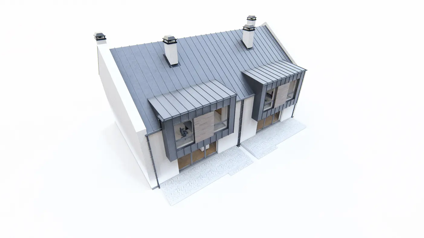 Home project  - Domy w zabudowie bliźniaczej w stylu współczesnym z dużymi przeszkleniami
